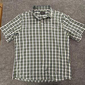 Pendleton Mens Plaid Short Sleeve Button‎ Up Shirt Green Blue White XL 352